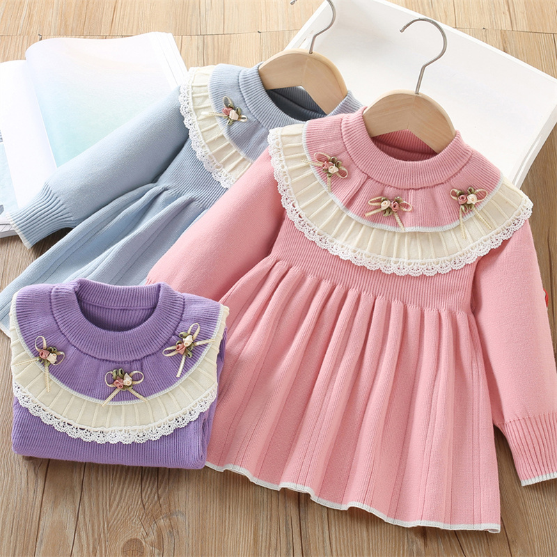 Baby Clothing Jumper - Dziewczęca Sukienka Dzianinowa Dziecięca Jesienna Sukienka