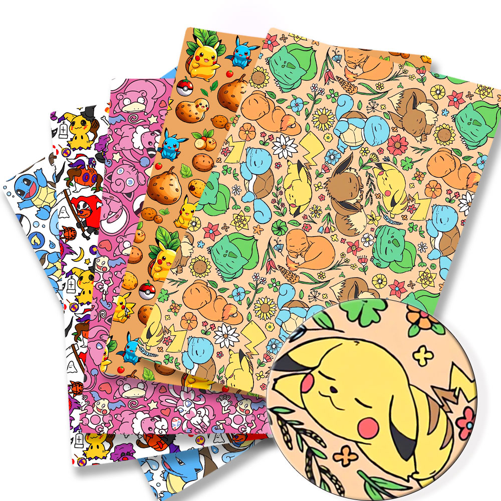 Baby Clothing Fabric - Pokemon Cartoon Tkanina140 * 50cm Ręcznie